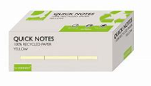Feuilles adhésives jaune Quick Notes 38 x 51 mm (Pq de 12 x 100pces)
