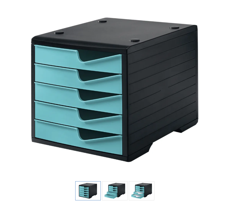 ​Module de classement à 5 tiroirs Styro tiroir aqua