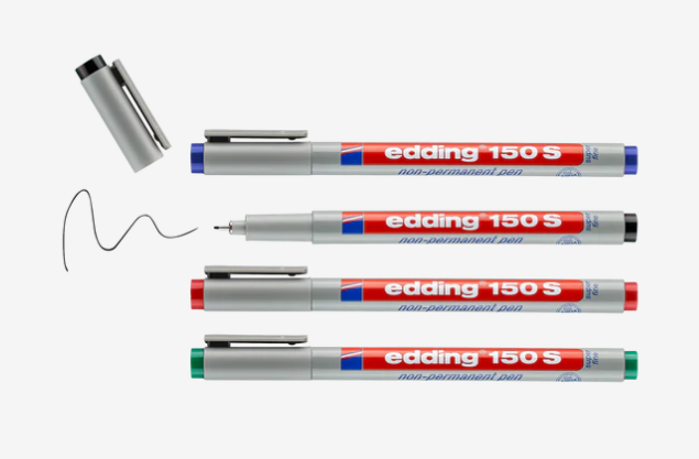 Marqueur Edding 150S OHP solubles, assort. 4 couleurs 